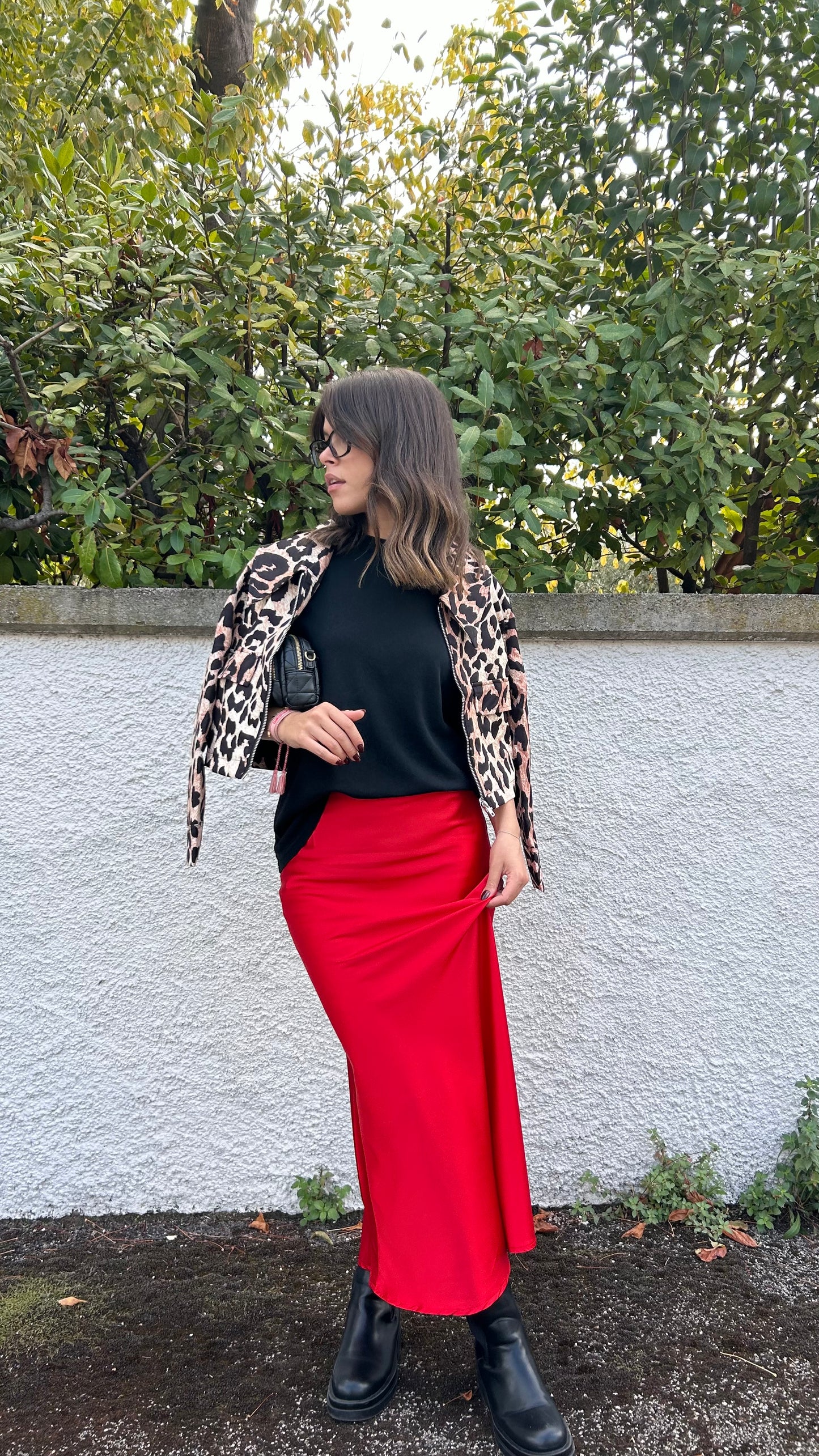 GONNA MIDI IN RASO RED