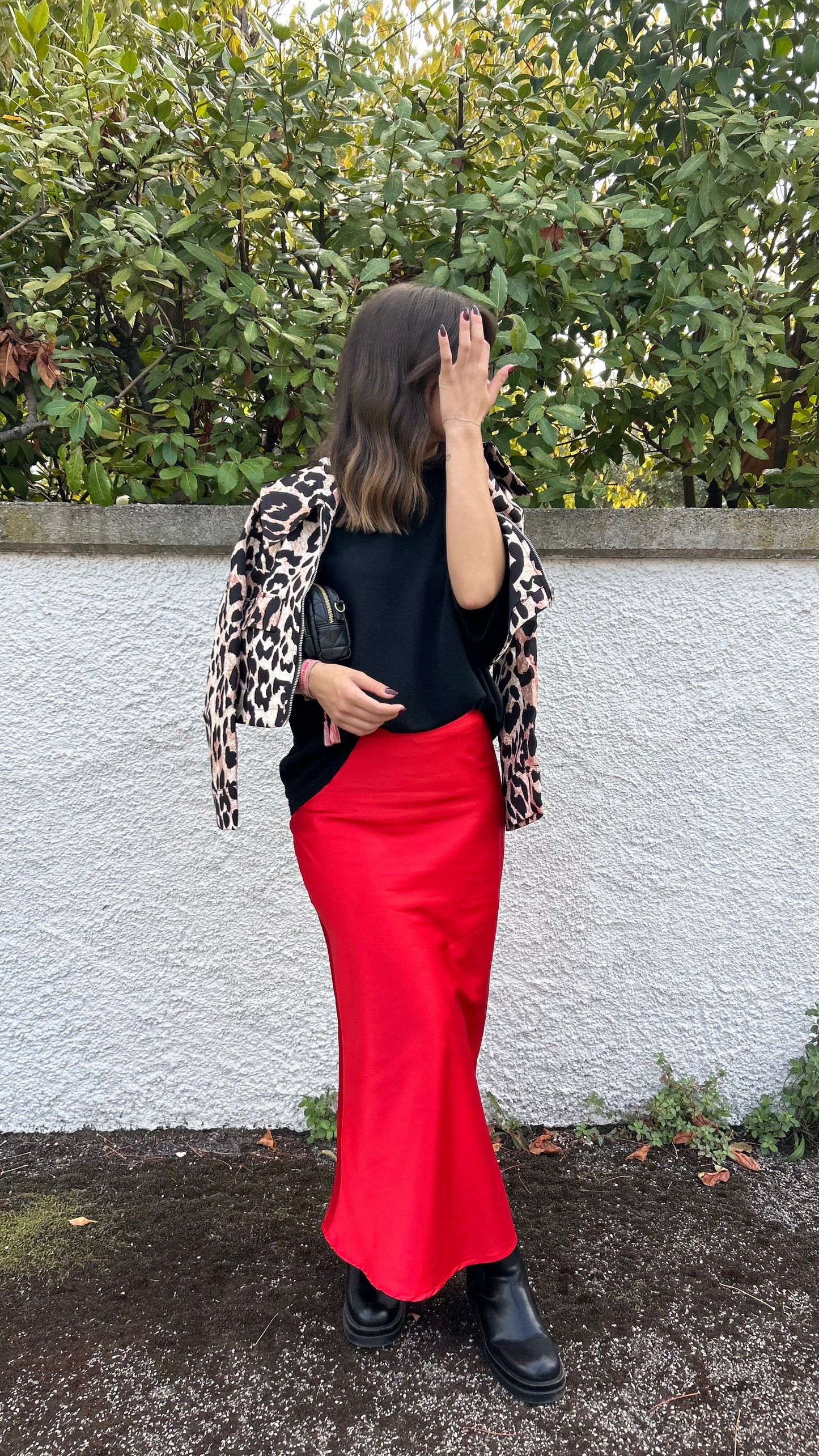 GONNA MIDI IN RASO RED